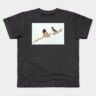 Rose Breasted Grosbeak Couple Kids T-Shirt